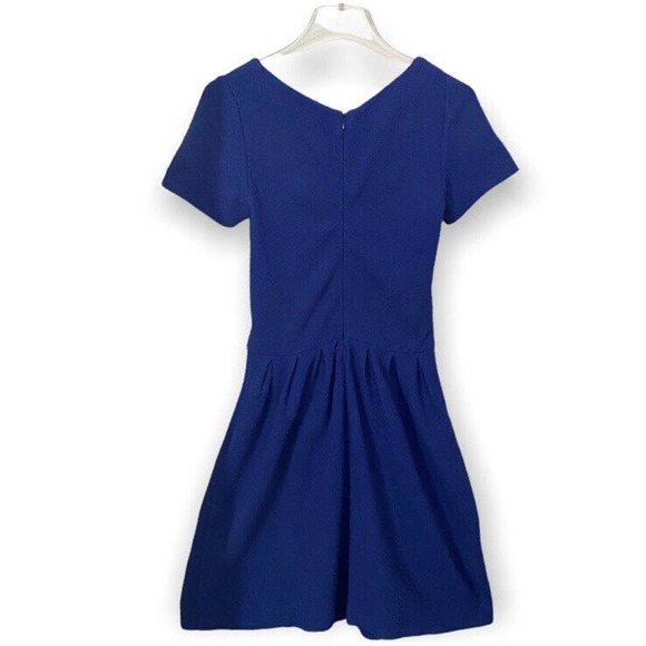 GANNI Royal Blue Dress Textured Fit And Flare Women Size Extra Small Cobalt Blue - Picture 3 of 7